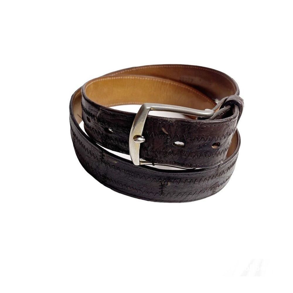 Vintage Tony Lama Size 36 Men's Belt Brown Leather Western Dressy Casual Cowboy